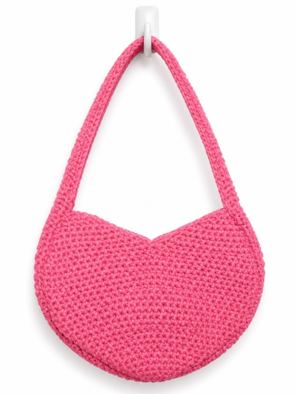 Pink Crochet Shoulder Bag in heart shape